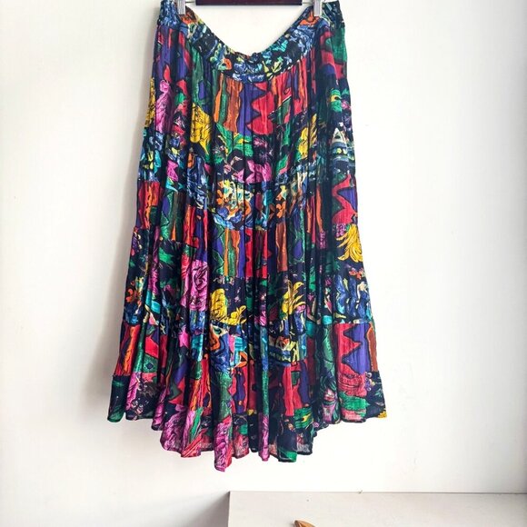 Bila of California Colourful Cotton Midi Skirt M - Picture 3 of 7